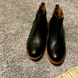 Kork-Ease black low-heel ankle booties